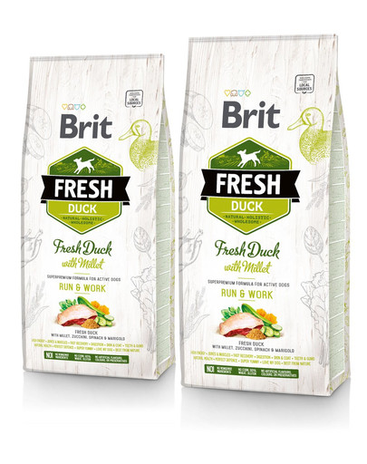 BRIT Fresh duck with millet active run & work 24 kg  zestaw (2 x 12 kg)