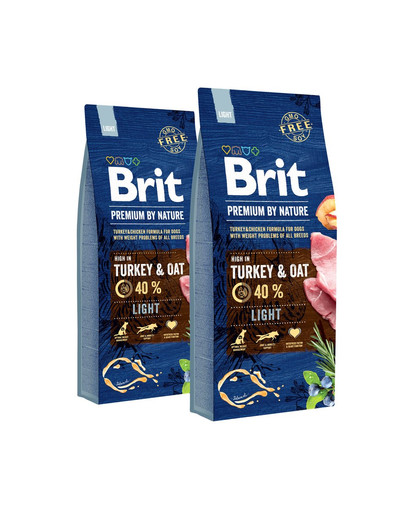 BRIT Premium By Nature Light 30 kg zestaw  (2 x 15 kg)