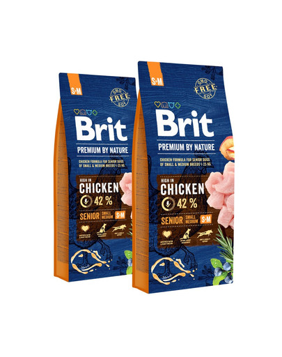 BRIT Premium By Nature Senior Small Medium S+M 30 kg zestaw (2 x 15 kg)