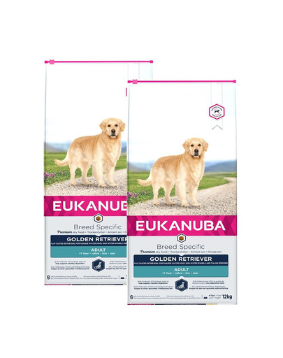 Eukanuba Dog Dry Breed Specific All Golden Retriever Chicken 24kg - sucha karma dla psów rasy Golden Retriever, kurczak 24 kg (2 x 12 kg)