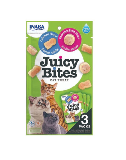 Juicy Bites wilgotne przysmaki domowy bulion i kalmary dla kota 33,9 g (3x11,3 g)