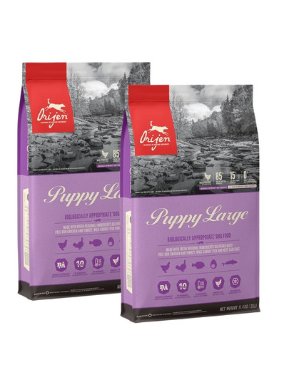 Orijen Puppy Large - sucha karma dla szczeniąt ras dużych 22,8 kg (2 x 11,4 kg)