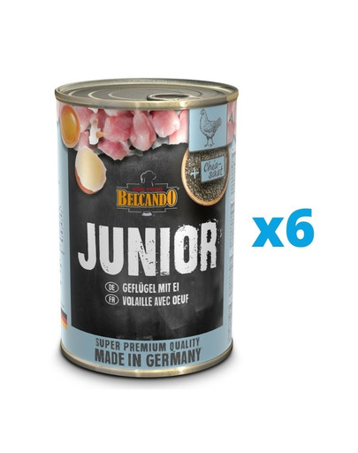 BELCANDO Super Premium Junior Drób, jajka 6x400 g mokra karma dla szczeniąt