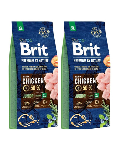 BRIT Premium By Nature Junior Extra Large XL 30 kg zestaw  (2 x 15 kg)