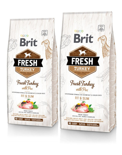 BRIT Fresh turkey with pea light fit & slim 24 kg zestaw  (2 x 12 kg)