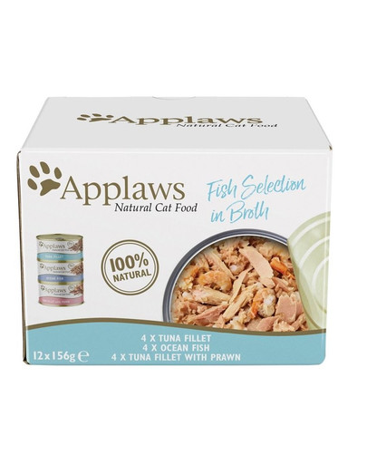 Applaws Cat Tin 12x156g Fish Selection in Broth Multipack