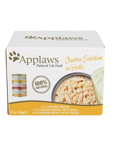 Applaws Cat Tin 12x156g Chicken Selection Broth Multipack