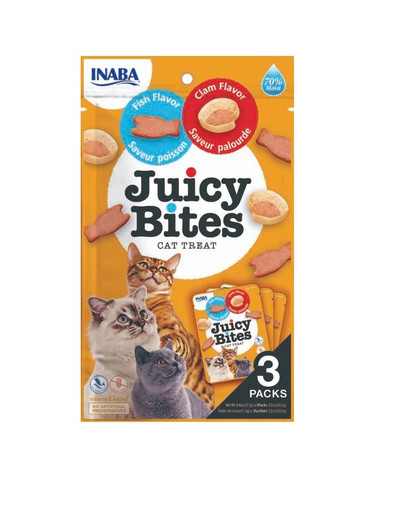 Juicy Bites wilgotne przysmaki ryby i małże dla kota 33,9 g (3x11,3 g)