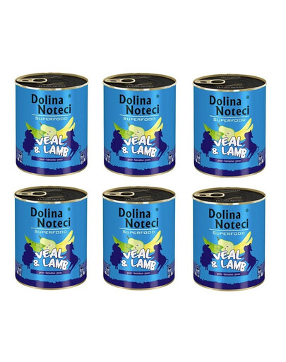 DOLINA NOTECI Premium SuperFood zestaw cielęcina i jagnięcina 800 g x 6 szt.