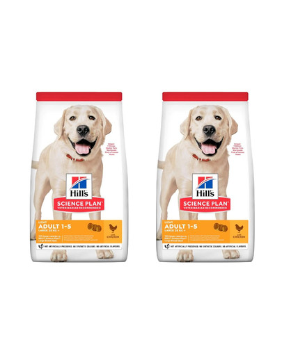 HILL'S Science Plan Canine Adult Light Large breed Chicken, 36 kg - sucha karma dla psów ras dużych z kurczakiem 36 kg (2x18 kg)