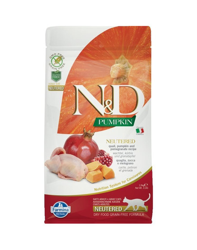 N&D Cat Pumpkin Neutered Quail & Pomegranate 1.5 kg karma sucha dla kotów po sterylizacji