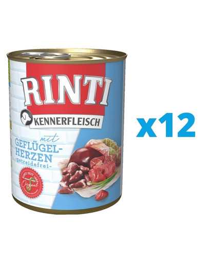 RINTI Kennerfleisch Poultry hearts serca drobiowe 12 x 800 g