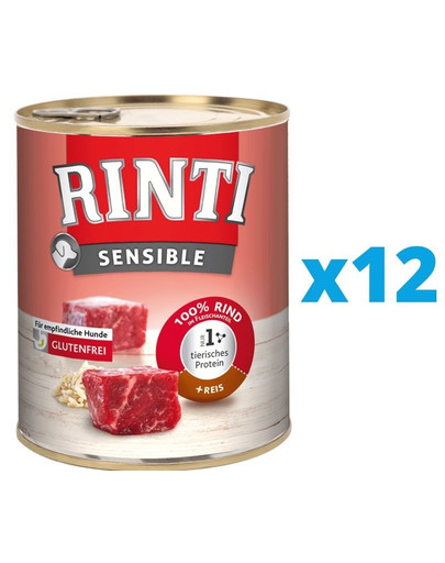 RINTI Sensible Wołowina z ryżem 12 x 800 g