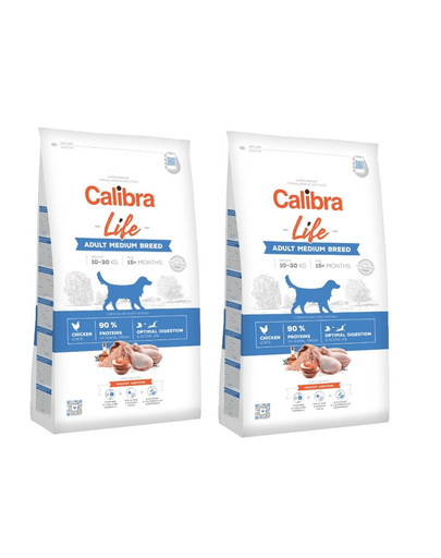 CALIBRA Dog Life Adult Medium Breed Chicken 24 kg dwupak  (2 x 12 kg)