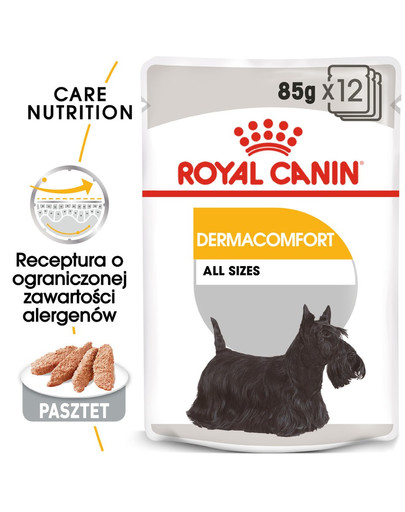 ROYAL CANIN Dermacomfort karma mokra - pasztet dla psów dorosłych o wrażliwej skórze, skłonnej do podrażnień 24 x 85 g