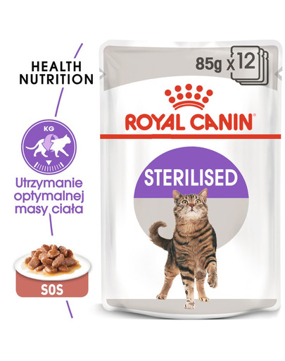 ROYAL CANIN Sterilised 24x85 g w sosie karma mokra w sosie dla kotów dorosłych, sterylizowanych