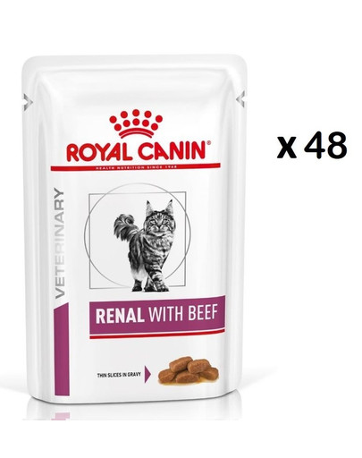 ROYAL CANIN Renal Feline wołowina 48 x 85 g karma mokra dla kotów z przewlekłą niewydolnością nerek