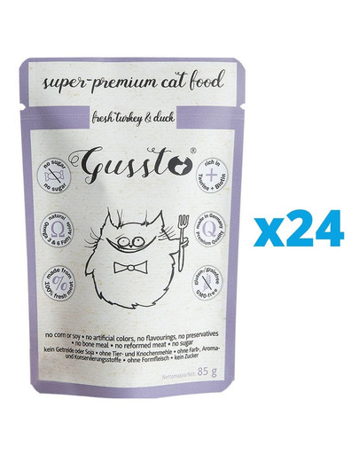 GUSSTO Cat Fresh Turkey & Duck mokra karma dla kotów indyk i kaczka 24x85 g