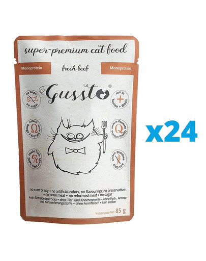 GUSSTO Cat Fresh Beef mokra karma dla kotów świeża wołowina 24x85 g