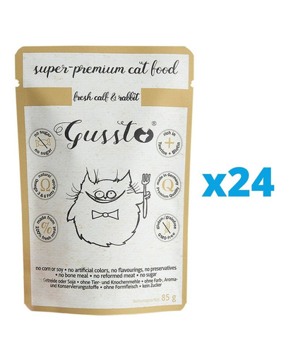 GUSSTO Cat Fresh Calf & Rabbit mokra karma dla kotów cielęcina i królik 24x85 g