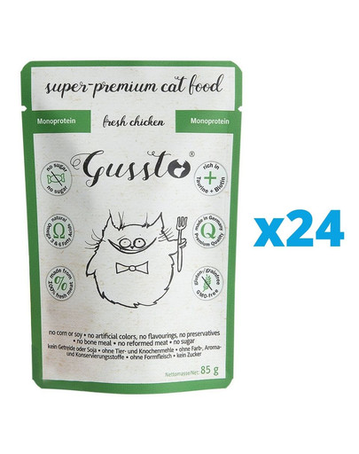 GUSSTO Cat Fresh Chicken mokra karma dla kotów świeży kurczak 24x85 g