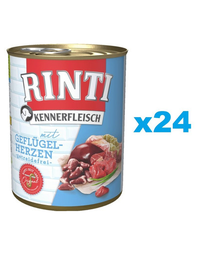 RINTI Kennerfleisch Poultry hearts serca drobiowe 24 x 400 g