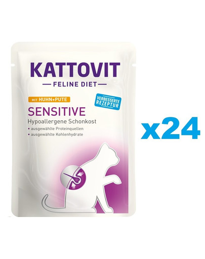 KATTOVIT Feline Diet Sensitive Kurczak i indyk 24 x 85 g