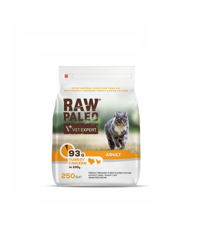 Raw Paleo Adult Cat Turkey&Chicken dla dorosłych kotów indyk, kurczak 250 g