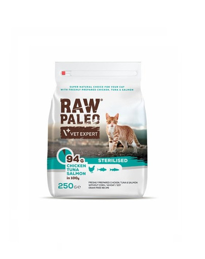 Raw Paleo Sterilised Chicken&Tuna&Salmon dla kotów kastrowanych 250 g