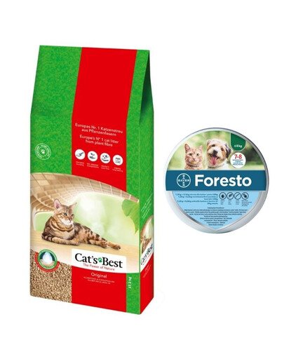 JRS Cat's best eco plus 40 l + BAYER FORESTO Obroża dla kota i psa przeciw kleszczom i pchłom poniżej 8 kg