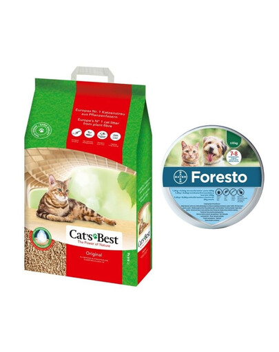 JRS Cat's best eco plus 20 l + BAYER FORESTO Obroża dla kota i psa przeciw kleszczom i pchłom poniżej 8 kg