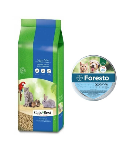 JRS Cat'S best universal 40 l + BAYER FORESTO Obroża dla kota i psa przeciw kleszczom i pchłom poniżej 8 kg