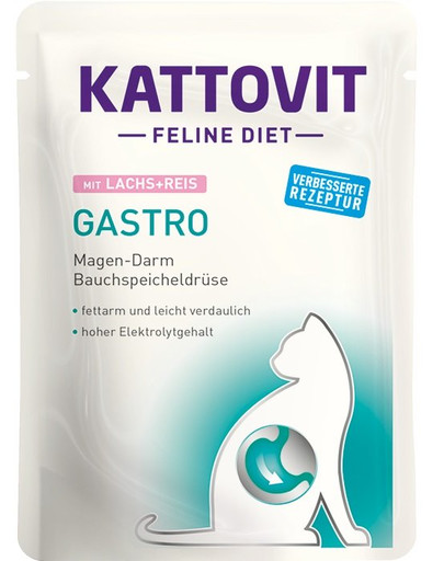 KATTOVIT Feline Diet Gastro Łosoś z ryżem 85 g - mokra karma specjalistyczna dla kotów dorosłych