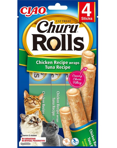 Churu Rolls Chicken 4x10g wrapy z kurczakiem i tuńczykiem dla kota