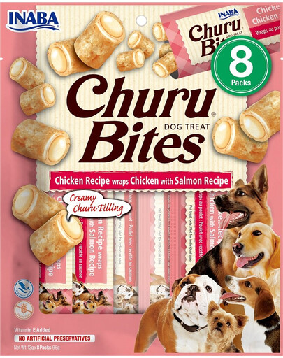 Churu Bite Chicken 8x12g wrapy z kurczakiem i łosośiem dla psów