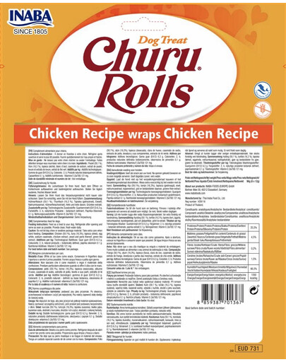 Churu Rolls Chicken 8x12g wrapy z kurczakiem dla psów