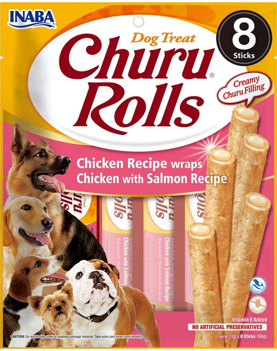 Churu Rolls Chicken 8x12g wrapy z kurczakiem i łosośiem dla psów