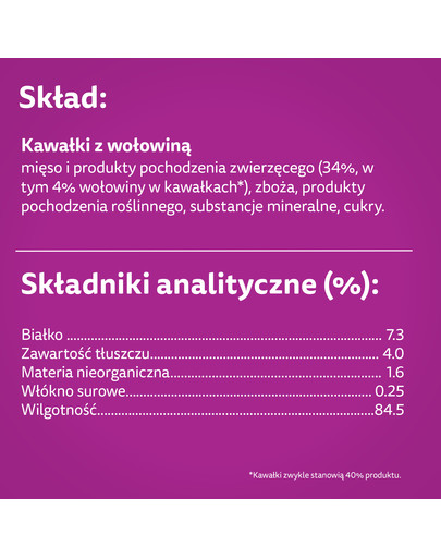 WHISKAS Adult saszetka 28x85g mokra karma dla dorosłych kotów w sosie z wołowiną