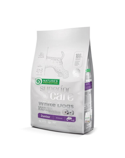 SUPERIOR CARE White Dogs Grain Free Salmon Junior All Breeds 1,5 kg z łososiem dla szczeniąt o białej sierśc