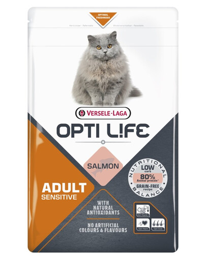 Opti Life Cat Adult Sensitive Salmon 2.5 kg dla wrażliwych kotów dorosłych