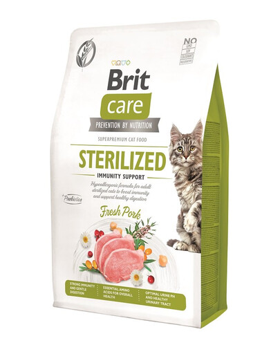 BRIT CARE Grain-Free Sterilized Immunity 7 kg bogata w wieprzowinę dla kotów kastrowanych