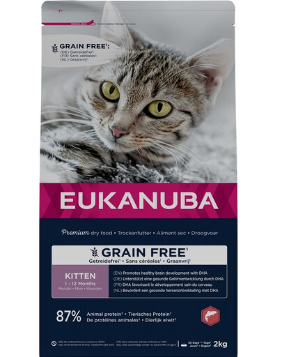 EUKANUBA Grain Free Kitten Łosoś 2 kg sucha karma dla kociąt 2 kg