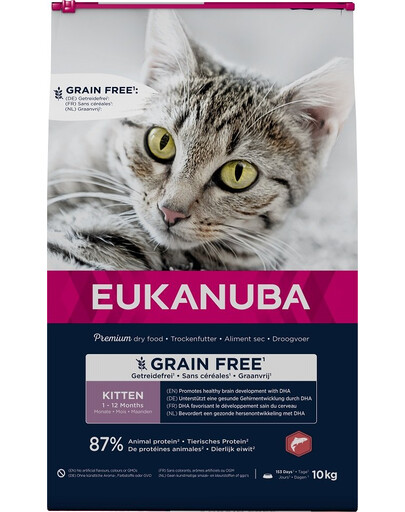 EUKANUBA Grain Free Kitten Łosoś - sucha karma dla kociąt 10 kg