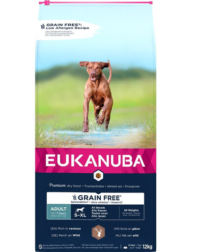 EUKANUBA Grain Free S-XL Adult Game 12 kg - sucha karma dla psów z dziczyzną