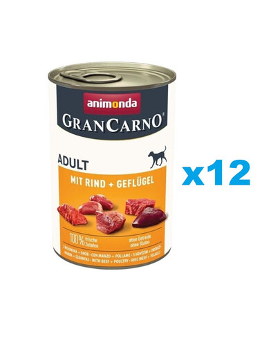 ANIMONDA Gran Carno Adult with Beef, Poultry 12x400 g z wołowiną i drobiem dla dorosłych psów