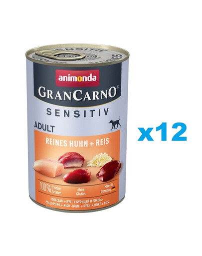 ANIMONDA GranCarno Sensitiv Pure Chicken&Rice 12x400 g kurczak z ryżem dla dorosłych wrażliwych psów