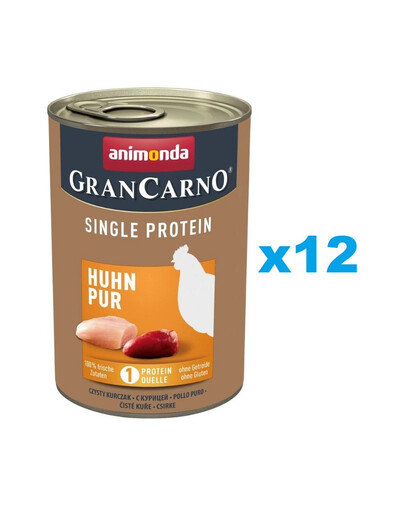 ANIMONDA Gran Carno Single Protein Adult Chicken Pur 12x400 g kurczak dla dorosłych psów