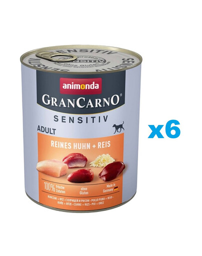 ANIMONDA GranCarno Sensitiv Pure Chicken&Rice 6x800 g kurczak z ryżem dla dorosłych wrażliwych psów