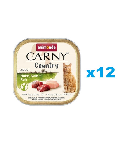 ANIMONDA Carny Country Adult Chicken, Veal, Vension 12x100 g kurczak, cielęcina i wieprzowina dla dorosłych kotów