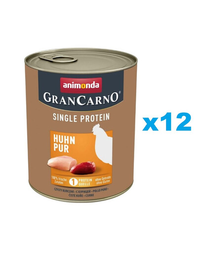 ANIMONDA Gran Carno Single Protein Adult Chicken pur 12x800 g kurczak dla dorosłych psów